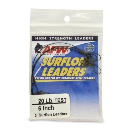 Afw Surflon Leaders Nylon Coated 1X7 Stainless, Sleeve Swivel, Locksnap, 30 Lb 14 Kg Test, Black, 36 I E030BL36/3